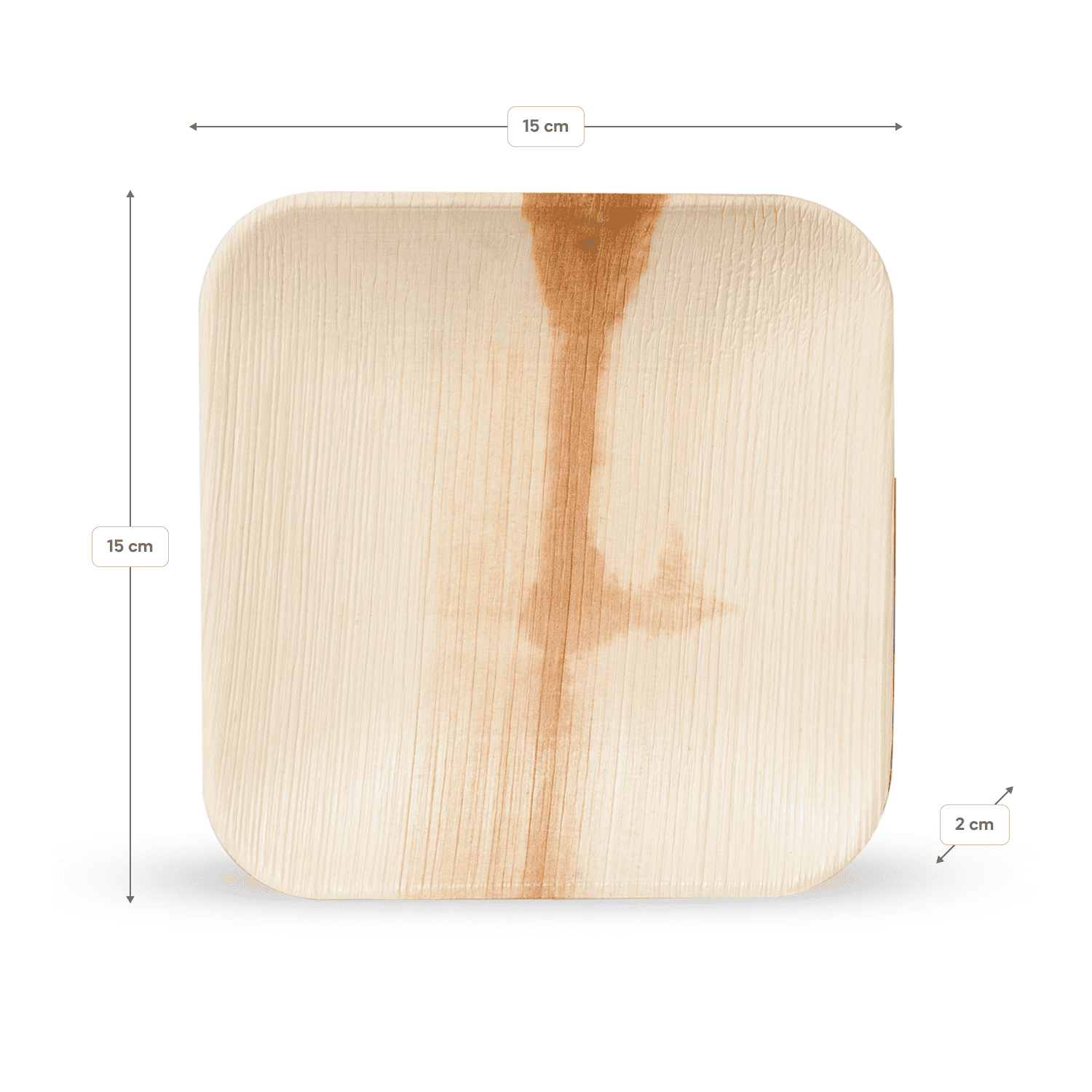 Plato hoja de palma cuadrado 15cm x 15cm x 2cm, 25 uni - Imagen 2